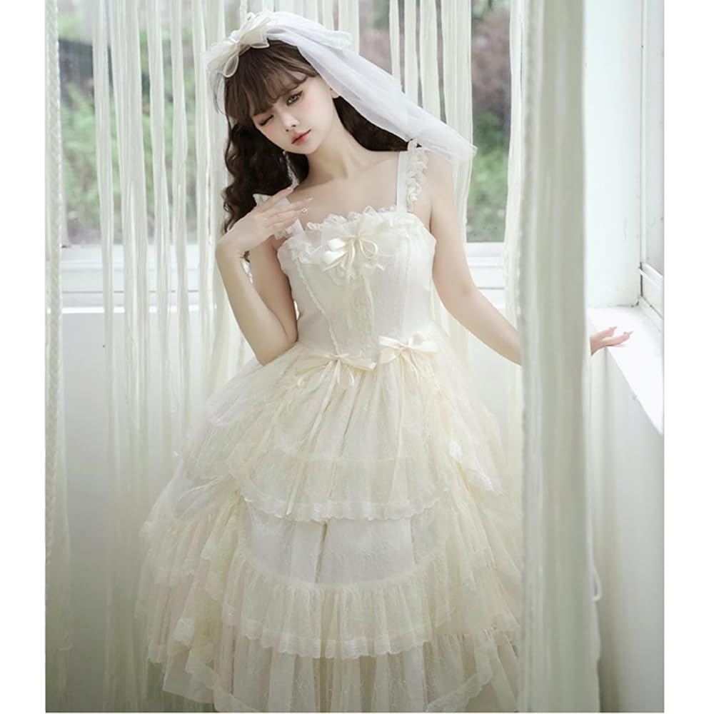 Amazon.co.jp: [ボズとガルヤ] ロリータ風 ティアードワンピース